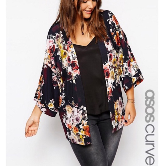 ASOS Curve Sweaters - ASOS Curve Rose Kimono